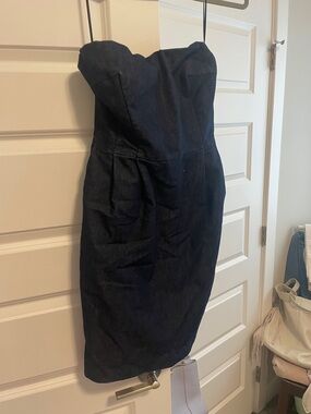 Express Strapless Dark Blue Sheath Dress